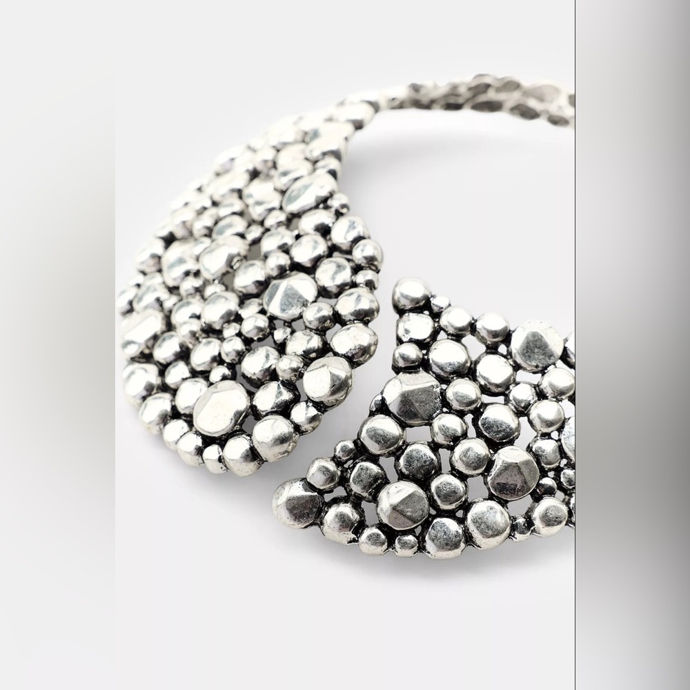 Zara Elegant Silver Statement Necklace NWT - Picture 5 of 6